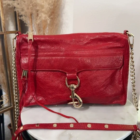 Rebecca Minkoff M.A.C Daddy Red Leather Large Crossbody Bag - Picture 2 of 9